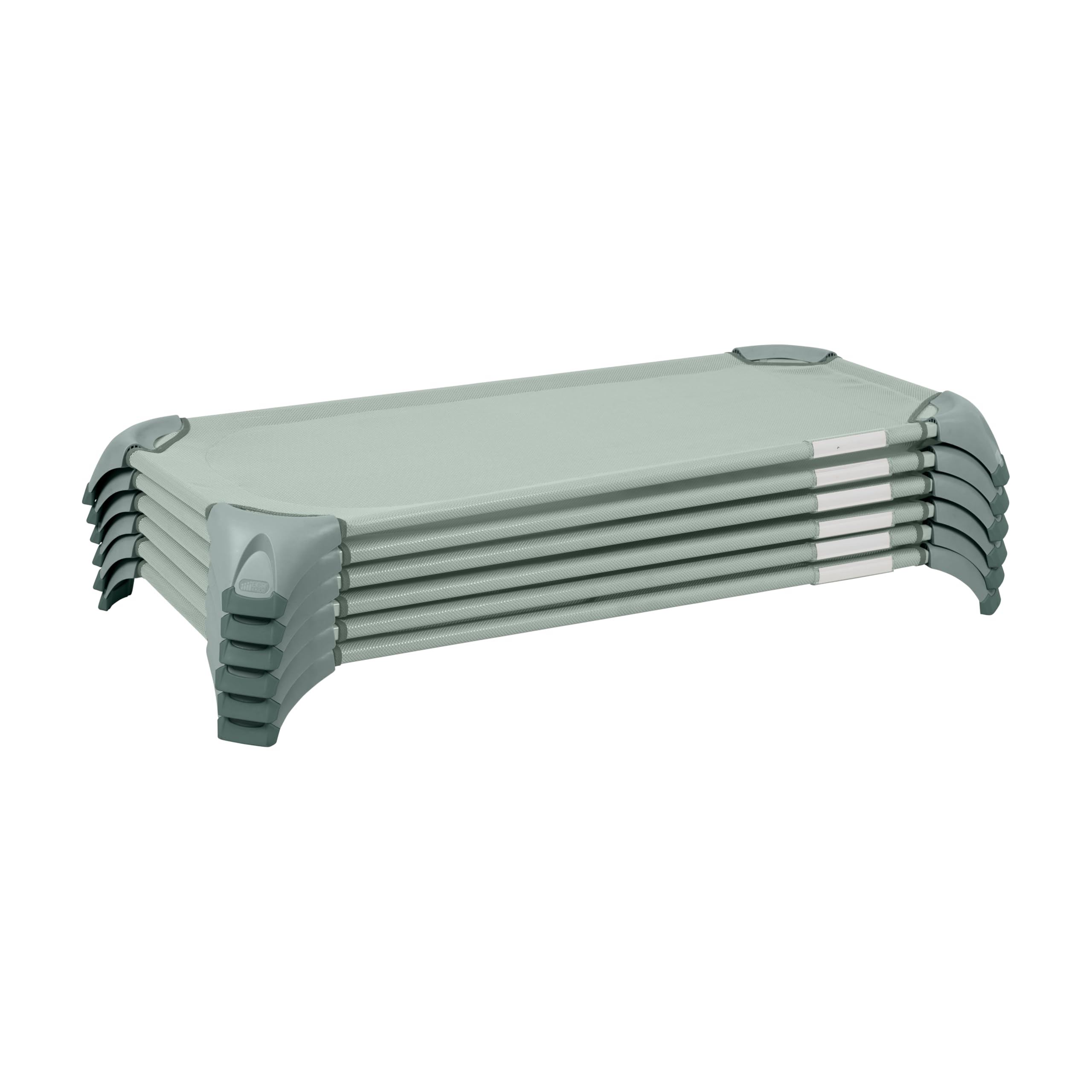 Ecr4Kids Stackable Cozy Cot With Storage, Classroom Furniture, Sage, 6-Pack